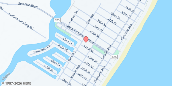 Map showing Sea Isle City UMC Food Cupboard at 4102 Central Ave., Sea Isle City, NJ