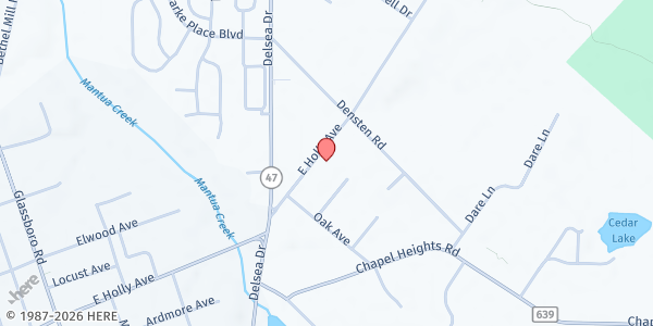 Map showing Pitman Church of Christ at 115 East Holly Avenue, Sewell, NJ