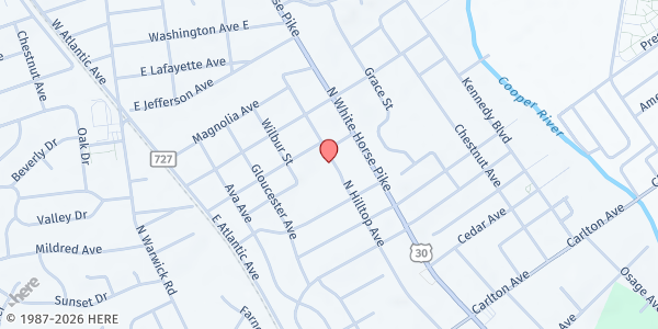 Map showing Park Ave. Community Church at 431 North Hilltop Avenue, Somerdale, NJ