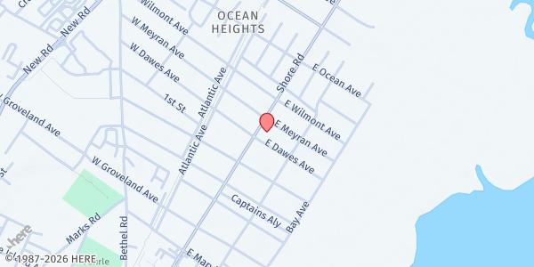 Map showing Grace Lutheran Church at 11 East Dawes Avenue, Somers Point, NJ