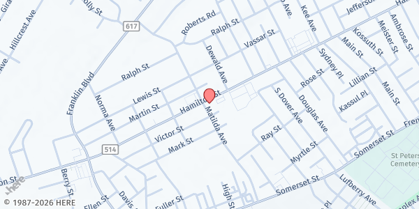Map showing Unidos Por Jesus at 758 Hamilton St, Somerset, NJ