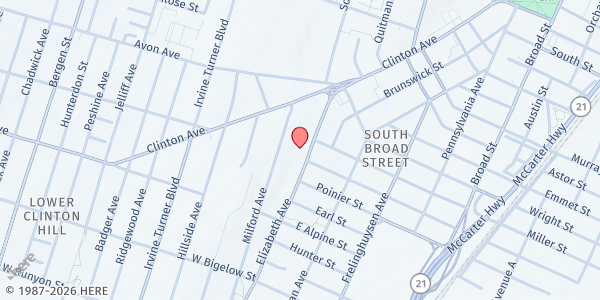 Map showing Hope Village #2 at 51-63 Elizabeth Avenue, South Broad Street, NJ