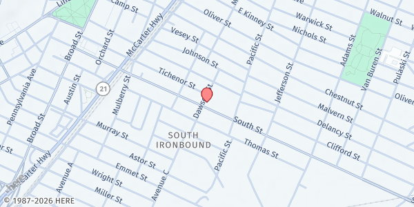 Map showing Pennington Court (Center of Hope) at 190 South Street, South Ironbound, NJ