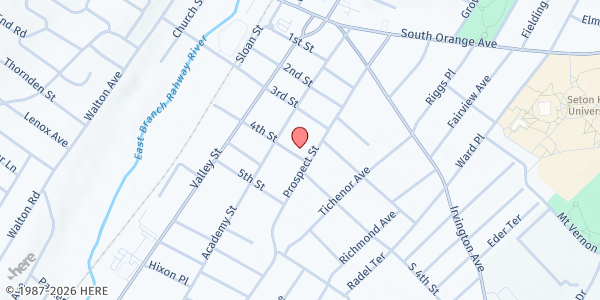 Map showing The Food Pantry at Our Lady of Sorrows at 217 Prospect Street, South Orange, NJ