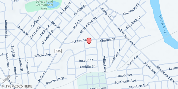 Map showing South River Food Bank at 98 Jackson Street, South River, NJ