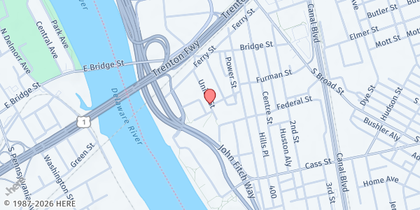 Map showing Cooper Field at Union Street, South Trenton, NJ