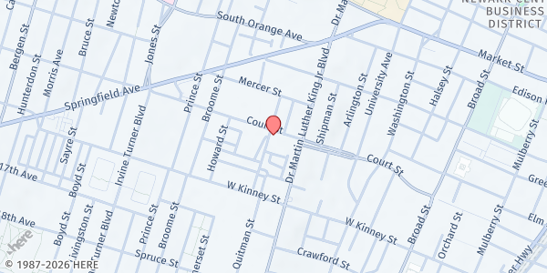 Map showing Mend @ Newark Makerhoods at 145 Court Street, Springfield/Belmont, NJ