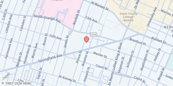 Map showing Vision Youth Mentoring Program - Springfield/Belmont at 32 Prince Street, Springfield/Belmont, NJ