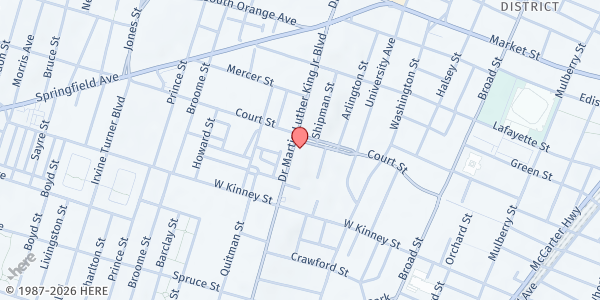 Map showing St. James Social Service Corporation - Emergency Food Pantry at 604 Doctor Martin Luther King Junior Boulevard, Springfield, NJ