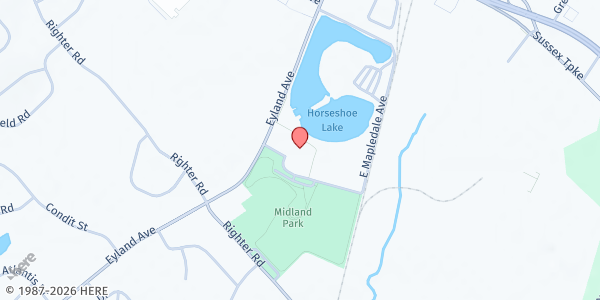 Map showing Roxbury Township Social Services at 72 Eyland Avenue, Succasunna, NJ