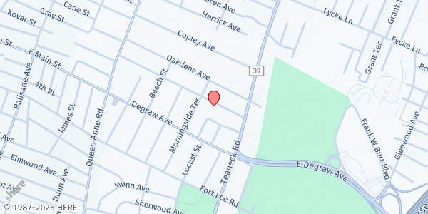 Map showing AUCC Ummah's Kitchen at 55 Hillside Avenue, Teaneck, NJ