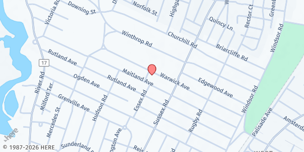 Map showing Christ Episcopal Church Hope and Faith food pantry at 480 Warwick Avenue, Teaneck, NJ