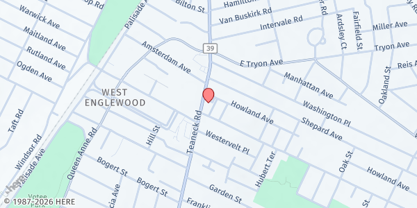 Map showing Corner Market Food Pantry at Jewish Family and Children's Services of Northern New Jersey at 1485 Teaneck Rd, Teaneck, NJ