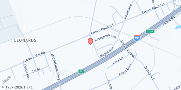 Map showing St. Paul's United Methodist Church at 74 Church Street, Thorofare, NJ