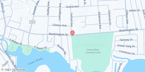 Map showing Ocean Christian Community Pantry at 415 Washington Street, Toms River, NJ