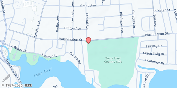 Map showing Ocean Christian Community Pantry at 405 Washington St, Toms River, NJ