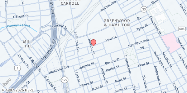 Map showing Arm In Arm - Hudson St at 48 Hudson Street, Trenton, NJ