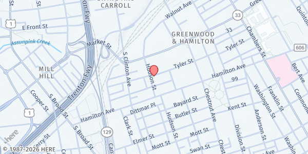 Map showing Arm In Arm - Hudson Street Location at 48 Hudson Street, Trenton, NJ