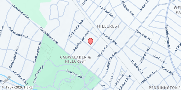 Map showing Bethel Seventh Day Adventist at 207 Hillcrest Avenue, Trenton, NJ