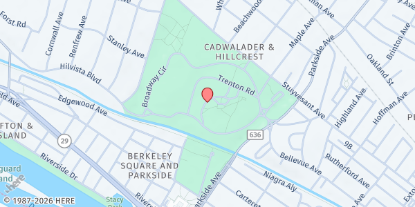 Map showing Cadwalader Park - Pavilion at Cadwalader Park, Pavilion, Trenton, NJ