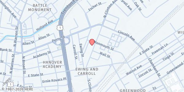 Map showing Enid's Pantry at 1748 S Clinton Ave, Trenton, NJ