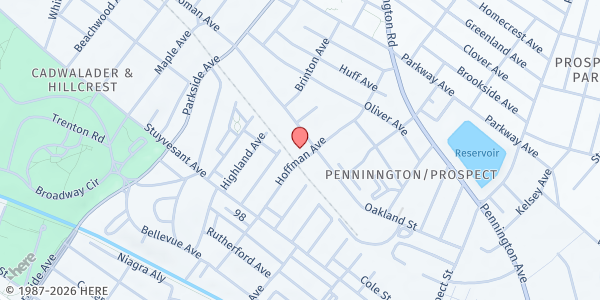 Map showing God's Kitchen @ James J Abbott Apartments (Senior Housing) at 490 Hoffman Ave, Trenton, NJ