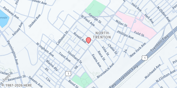 Map showing Harvest Intercontinental Church at 931 Martin Luther King Blvd, Trenton, NJ