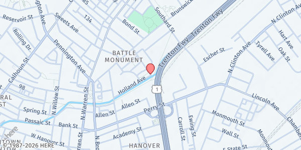 Map showing Hearts Matter Food Pantry at HUT Community Hub at 206 Old Rose Street, Trenton, NJ