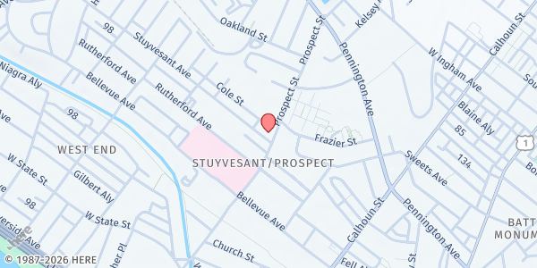 Map showing Jennye W. Stubblefield Senior Center at 301 Prospect Street, Trenton, NJ