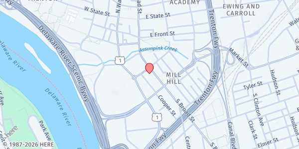 Map showing Lutheran Church of the Redeemed at 189 S. Broad Street, Trenton, NJ