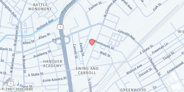 Map showing Mount Carmel Guild - Ewing at 73 N. Clinton Avenue, Trenton, NJ