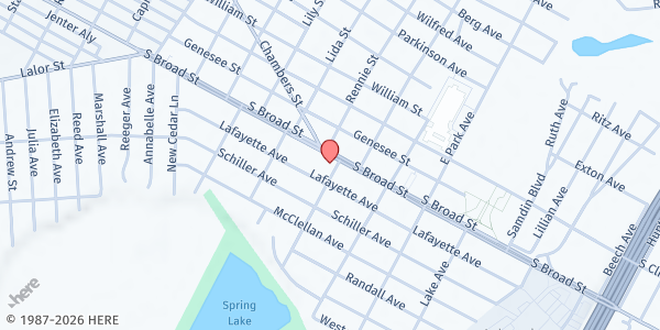 Map showing New Covenant Methodist Church at 1965 S. Broad Street, Trenton, NJ