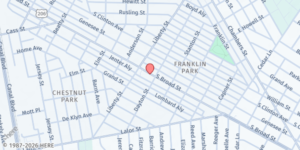 Map showing New Covenant Methodist Church at 1965 South Broad Street, Trenton, NJ