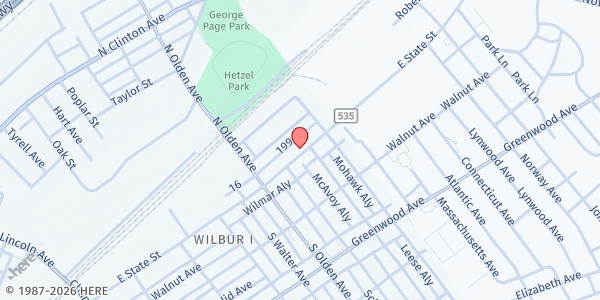 Map showing Rehoboth Pentecostal at 1256 E State St, Trenton, NJ