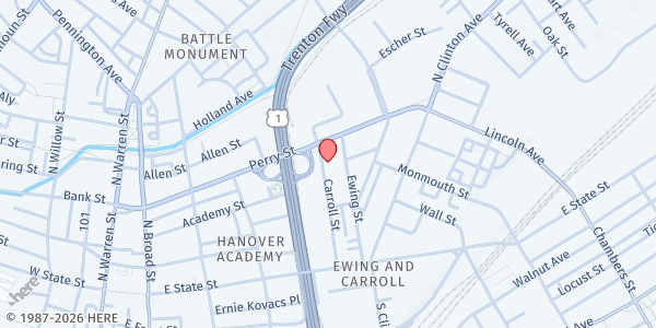 Map showing Rescue Mission of Trenton  at 100 Carroll St, Trenton, NJ