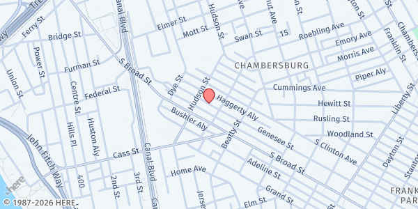 Map showing Trenton Deliverance Center Pantry - Route 1 Hotels Distribution at Route 1 Hotels Area, Trenton, NJ