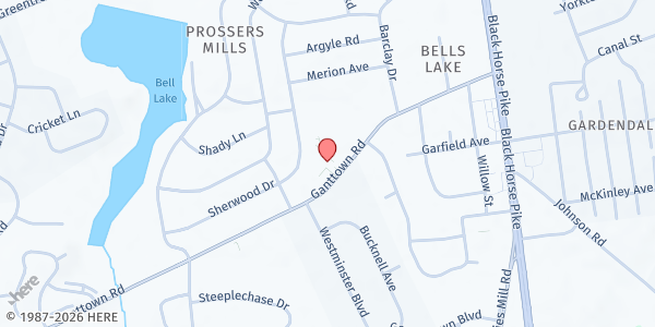 Map showing St. John's Church of Turnersville at 149 Ganttown Road, Turnersville, NJ
