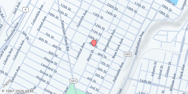 Map showing BRIAN P. STACK CIVIC ASSOC. INC at 811 West Street, Union City, NJ