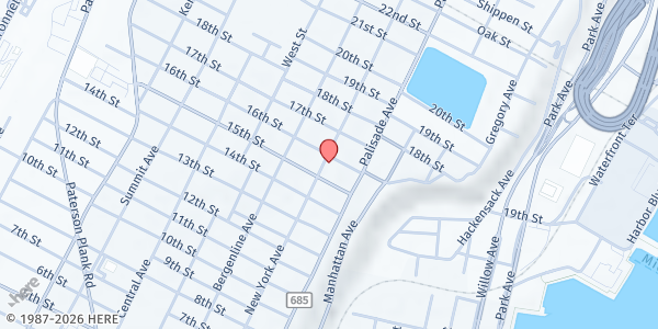 Map showing Colin Powell School at 1500 New York Avenue, Union City, NJ