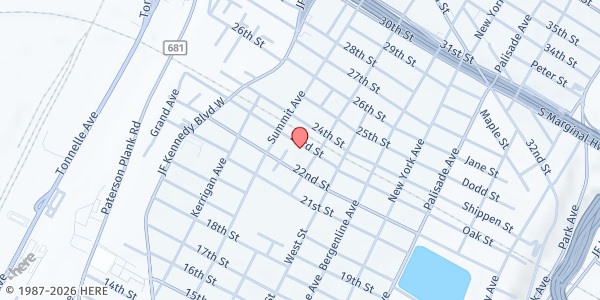 Map showing The Food Brigade Inc - Union City at 713 23rd Street, Union City, NJ