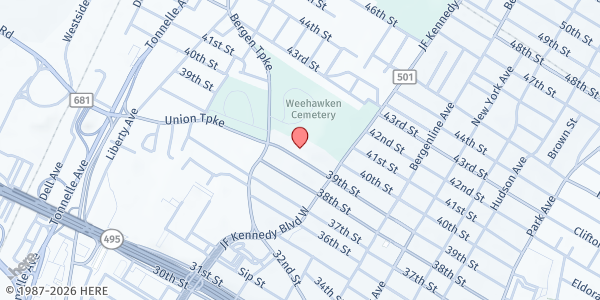 Map showing Union City Housing 39th Street at 634 39th Street, Union City, NJ