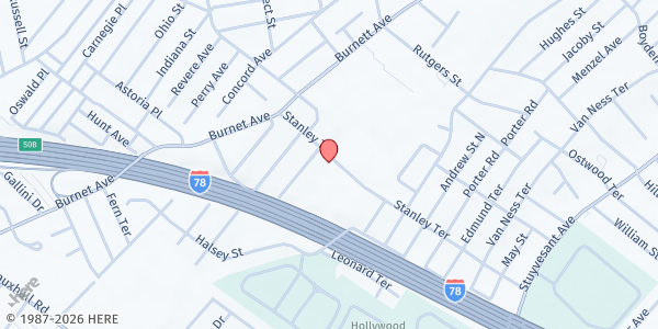 Map showing Living Word Church at 2208 Stanley Terrace, Union, NJ