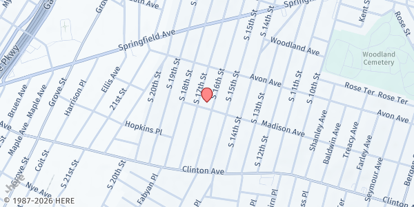 Map showing Great Oaks Legacy Charter - Upper Clinton Hill at 823 South 16th Street, Upper Clinton Hill, NJ