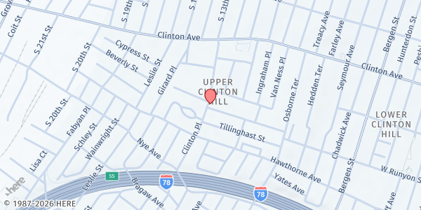 Map showing Leaders 4 Life, Inc. - Upper Clinton Hill at 84 Clinton Place, Upper Clinton Hill, NJ