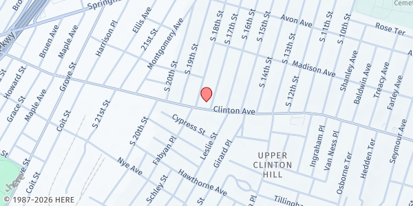 Map showing ST. ANDREWS EPISCOPAL CHURCH at 933 South 17th Street, Upper Clinton Hill, NJ