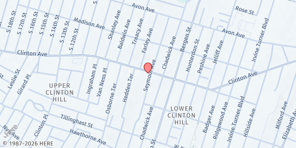 Map showing St. Paul Tabernacle at 534 Clinton Avenue, Upper Clinton Hill, NJ