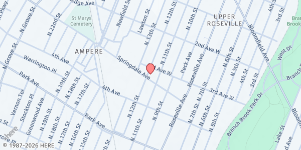 Map showing Beulah Grove Baptist Church - Compassion in Action Food Pantry at 59 Springdale Avenue, Upper Roseville, NJ