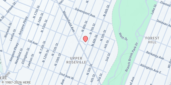 Map showing Catholic Charities of the Archdiocese of Newark - Upper Roseville at 590 North 7th Street, Upper Roseville, NJ