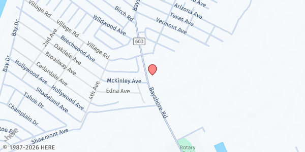 Map showing Lower Cape Senior Center Mobile Pantry at 2612 Bayshore Road, Villas, NJ