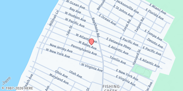 Map showing St. Barnabas by-the-Bay Episcopal Church at 13 West Bates Avenue, Villas, NJ